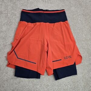 Men's Unisex 2 in Gore Orange Navy Running Sz Small Built In Biker Shorts New